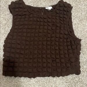 Brown Textured Sleeveless Top
